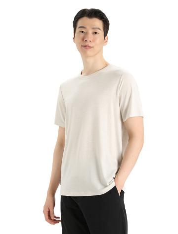 Ecru Heather Men's Icebreaker MerinoFine™ Short Sleeve T Shirts | USA 1190CTVE